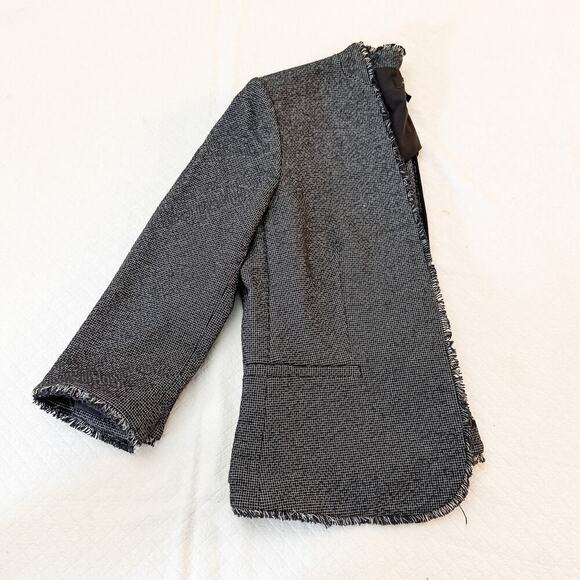 Ann Taylor Fringed Hem Open Tweed Blazer NWOT SZ12 - Picture 2 of 7